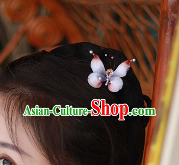Chinese Traditional Hanfu Hair Accessories Ming Dynasty Court Velvet Butterfly Hairpin