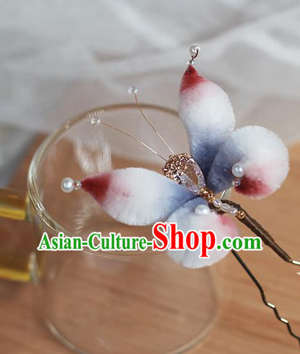Chinese Traditional Hanfu Hair Accessories Ming Dynasty Court Velvet Butterfly Hairpin