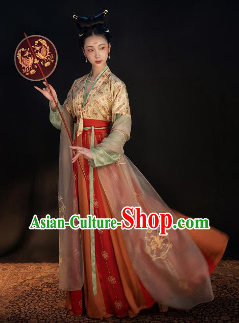 China Ancient Tang Dynasty Court Beauty Historical Clothing Traditional Classical Dance Hanfu Costumes