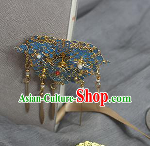Chinese Handmade Enamel Hairpin Ancient Qing Dynasty Palace Lady Tassel Hair Stick