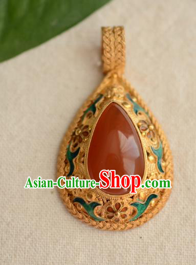 China Traditional Cloisonne Jewelry Accessories Ancient Qing Dynasty Agate Necklace Pendant