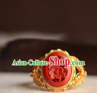 China National Golden Butterfly Ring Jewelry Traditional Handmade Carved Lacquerware Circlet Accessories