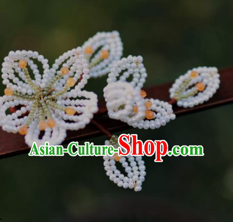 Chinese Traditional Handmade Beads Pear Blossom Hairpin Ancient Princess Hair Stick