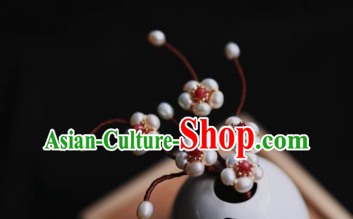 Chinese Traditional Hanfu Hairpin Ancient Princess Pearls Plum Blossom Hair Stick