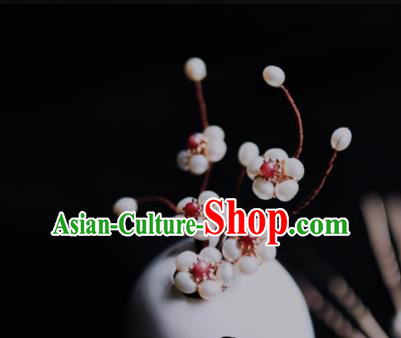 Chinese Traditional Hanfu Hairpin Ancient Princess Pearls Plum Blossom Hair Stick