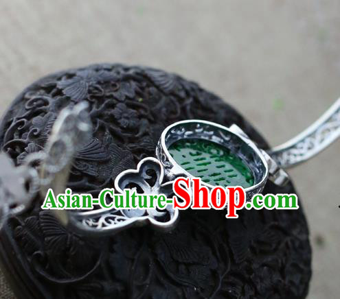 China Traditional Silver Bracelet Classical Cheongsam Jade Wristlet Bangle Jewelry Accessories