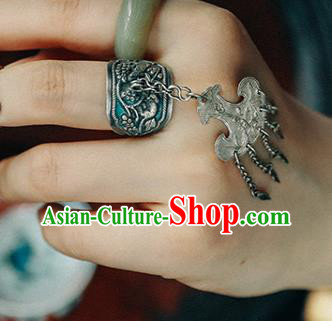 China Handmade Silver Carving Ring Traditional Jewelry Accessories Tassel Circlet