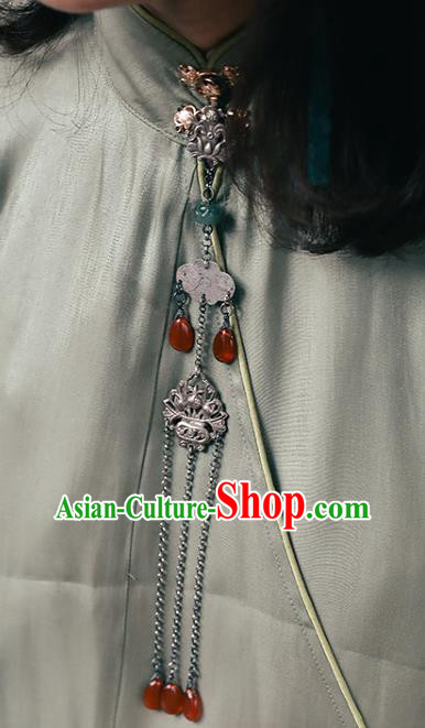 China Traditional Silver Brooch Classical Cheongsam Breastpin Jewelry Collar Pendant Accessories