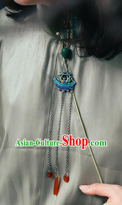 China Classical Cloisonne Flower Basket Breastpin Jewelry Traditional Cheongsam Collar Pendant Accessories Silver Brooch