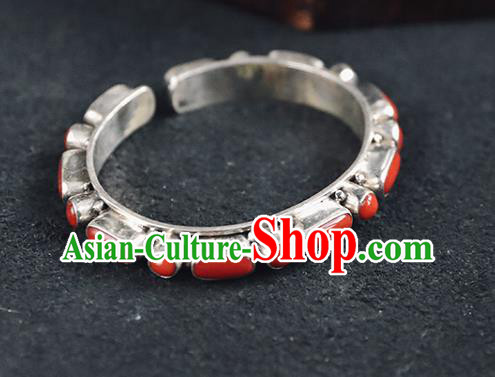 China Traditional Corallite Bracelet Accessories Silver Wristlet Classical Bangle Jewelry