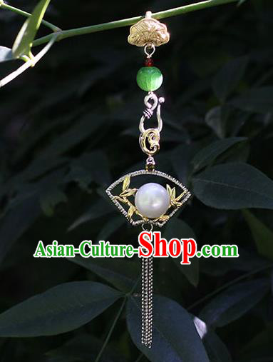 Chinese Handmade National Silver Tassel Breastpin Pendant Cheongsam Jewelry Accessories Classical Pearl Brooch