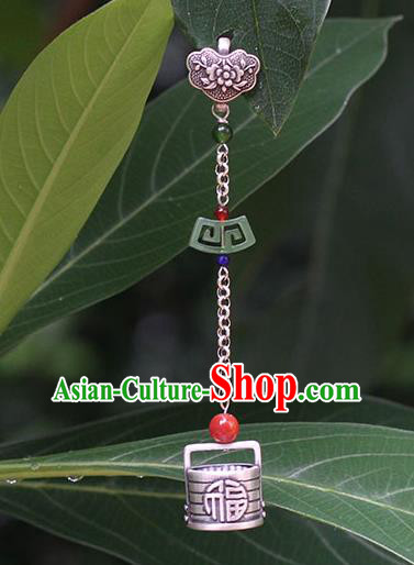 Chinese Classical Silver Brooch Handmade National Jade Breastpin Pendant Cheongsam Jewelry Accessories