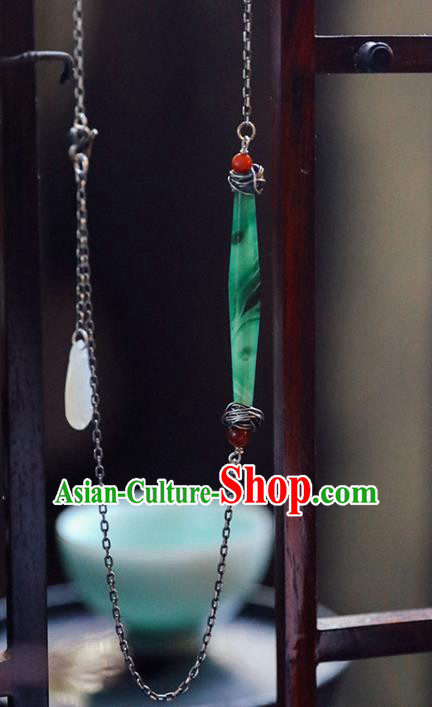 Chinese Handmade Ethnic Necklet National Coloured Glaze Necklace Classical Cheongsam Silver Jewelry Accessories