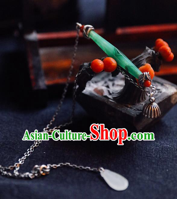 Chinese Handmade Ethnic Necklet National Coloured Glaze Necklace Classical Cheongsam Silver Jewelry Accessories