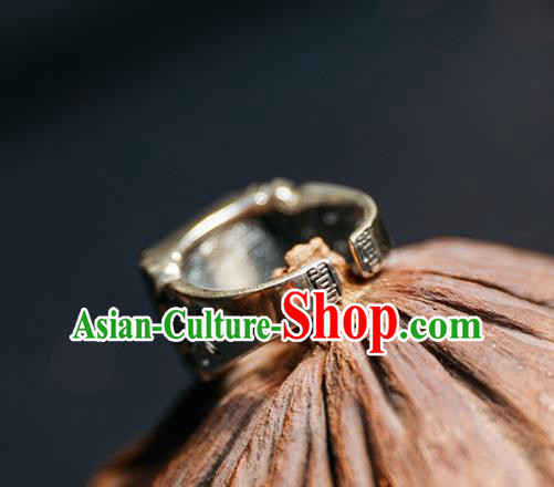 China Traditional Blueing Cloud Silver Circlet National Wedding Jade Ring Handmade Jewelry Accessories