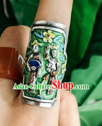 China Traditional Cloisonne Circlet Handmade Jewelry Accessories National Wedding Silver Ring