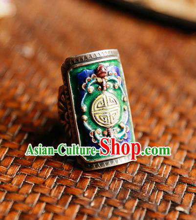 China Handmade Jewelry Accessories National Wedding Silver Ring Traditional Court Cloisonne Circlet