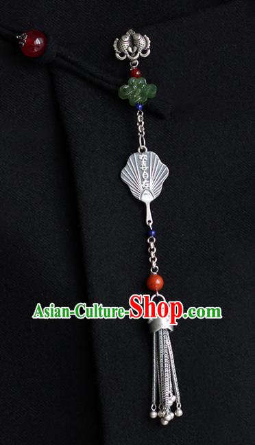 Chinese Classical Silver Tassel Brooch Cheongsam Jewelry Accessories Handmade National Breastpin Pendant