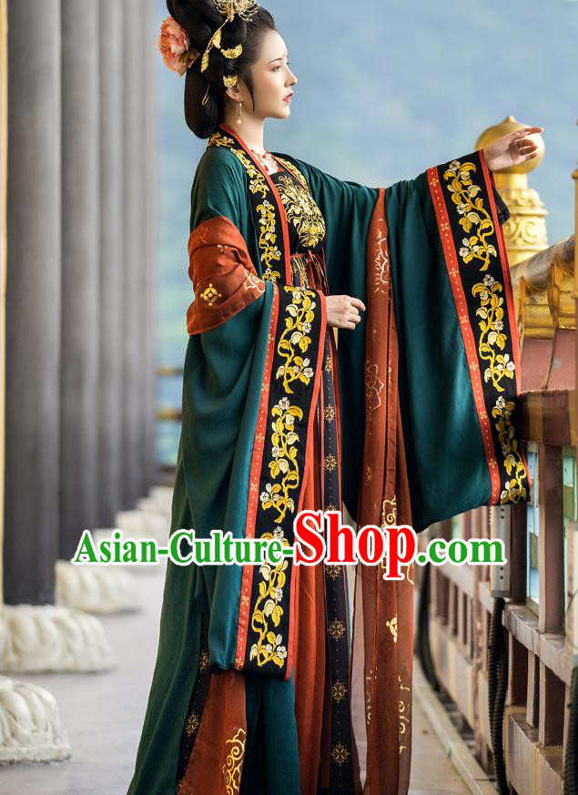 China Ancient Court Queen Embroidered Hanfu Dress Traditional Tang Dynasty Imperial Empress Historical Clothing Full Set