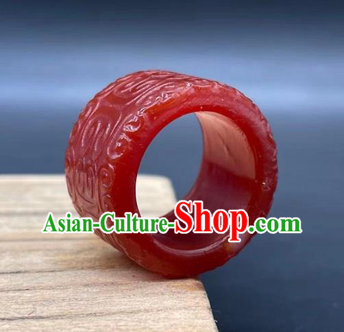 China National Carving Ring Handmade Jewelry Accessories Traditional Agate Thimble