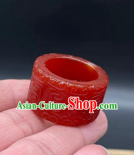 China National Carving Ring Handmade Jewelry Accessories Traditional Agate Thimble