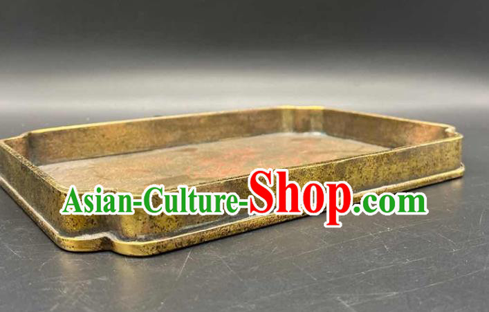 Handmade Chinese Carving Lion Tray Ornaments Traditional Brass Salver Accessories