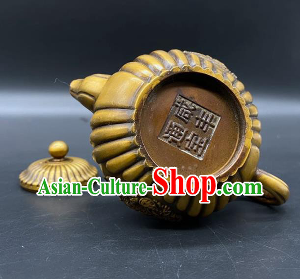 Handmade Chinese Carving Dragon Teapot Ornaments Traditional Brass Craft Teakettle