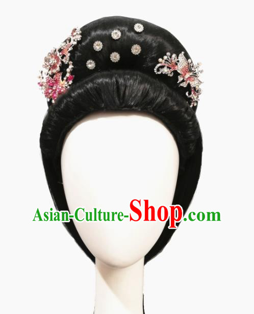 Traditional China Classical Dance Headwear Handmade Han Dynasty Dance Wig Chignon Stage Show Hair Accessories