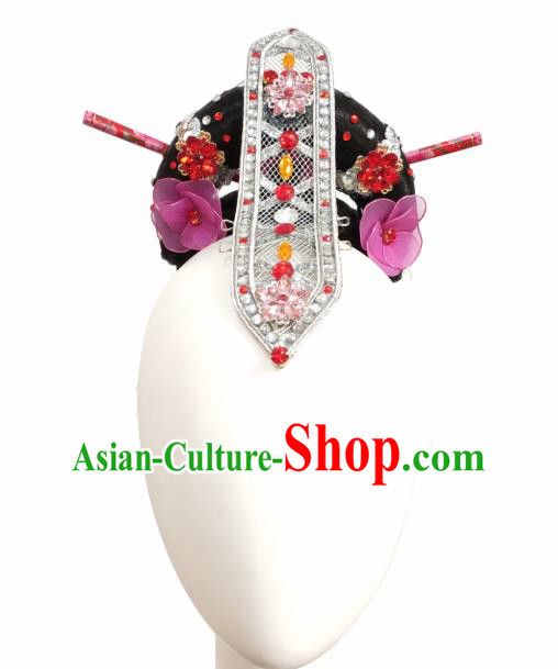 Traditional China Fan Dance Stage Show Hair Accessories Classical Dance Headwear Handmade Umbrella Dance Wig Chignon