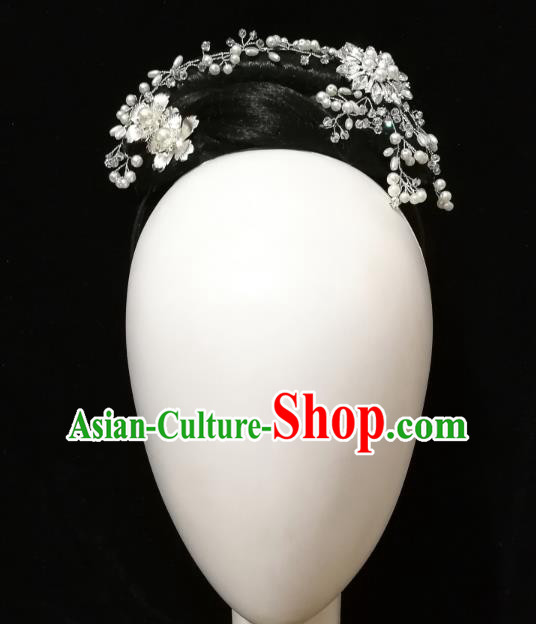 Traditional China Handmade Fan Dance Wig Chignon Folk Dance Stage Show Hair Accessories Yangko Dance Headwear