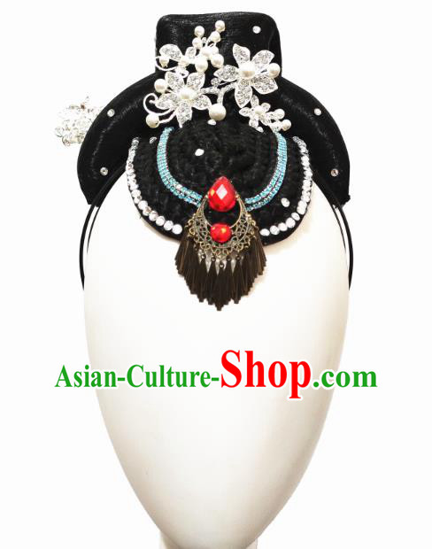 Traditional China Handmade Beauty Dance Wig Chignon Classical Dance Stage Show Hair Accessories Diao Chan Headwear