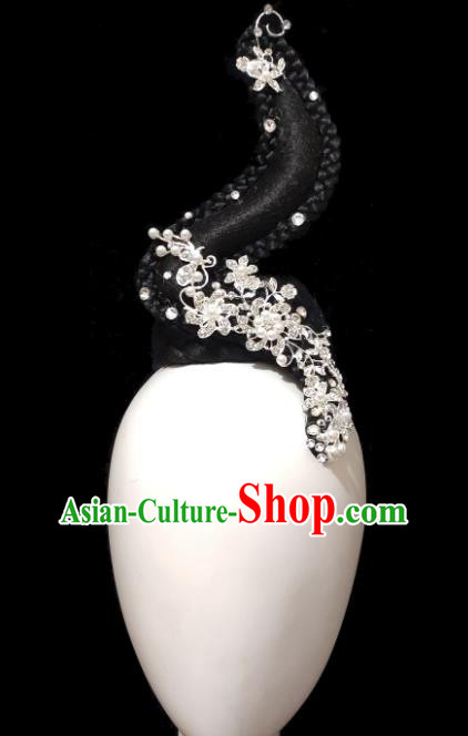Traditional China Handmade Flying Apsaras Wig Chignon Stage Show Hair Accessories Classical Dance Headdress