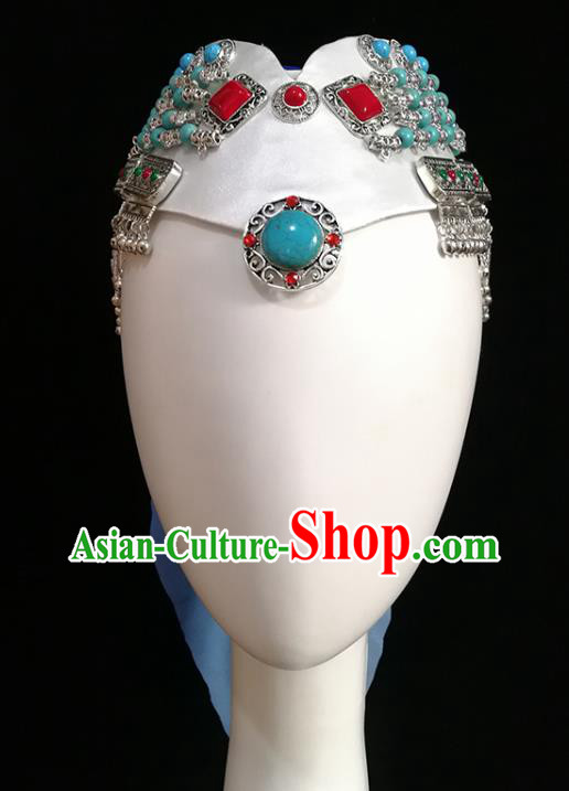 China Handmade Mongolian Ethnic Bowl Dance Hair Accessories Traditional Mongol Nationality Folk Dance Hat