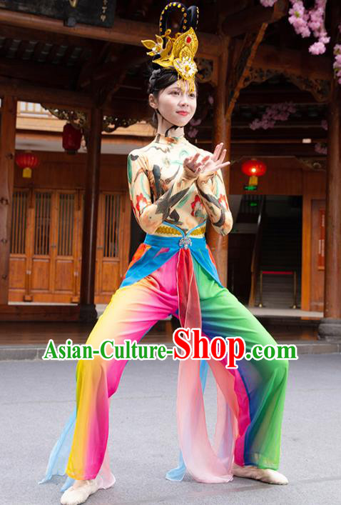 Traditional China Flying Apsaras Dance Clothing Stage Show Costumes Classical Dance Outfits