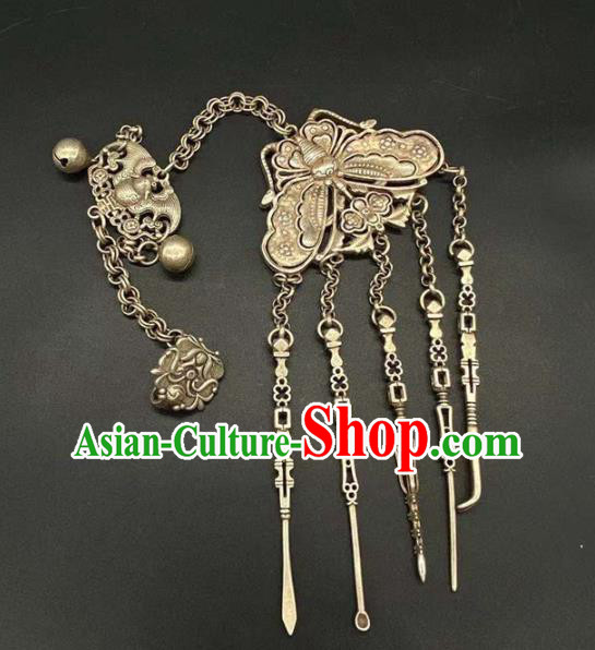 Chinese Handmade National Silver Pendant Jewelry Classical Ethnic Accessories Tassel Brooch