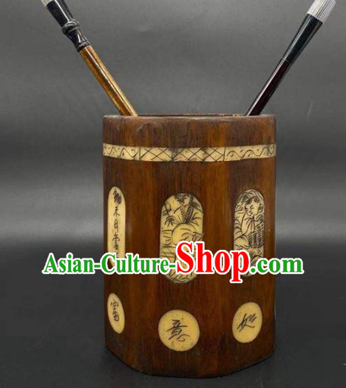 China Traditional Bamboo Brush Pot Handmade Tubular Penrack