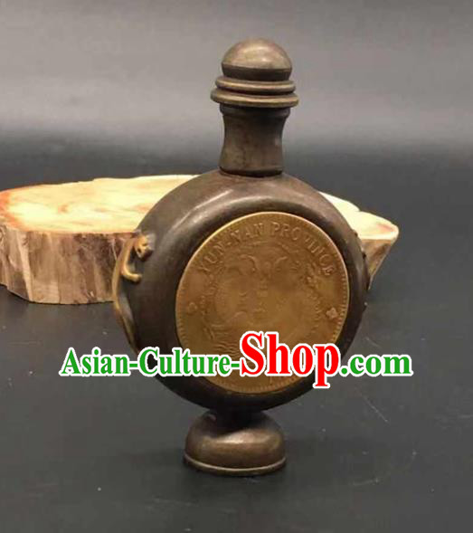 Handmade Chinese Carving Pi Xiu Snuff Bottle Ornaments Brass Accessories