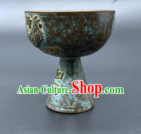 Handmade Chinese Wine Cup Ornaments Traditional Brass Craft Liqueur Cup
