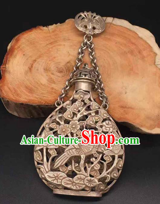 Chinese Classical Ethnic Accessories Handmade Carving Plum Bird Brooch National Sachet Pendant Jewelry