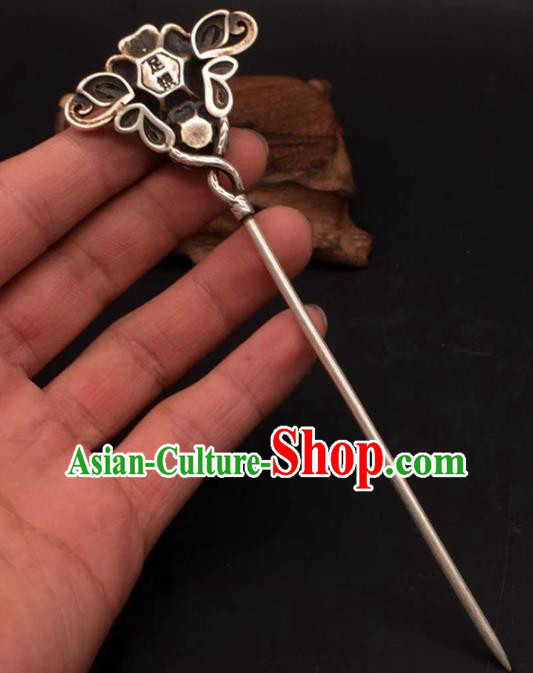 China Traditional Hair Accessories Classical Gems Hairpin Handmade Silver Hair Stick