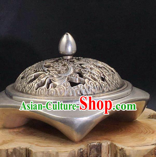 Handmade Chinese Traditional Brass Incense Burner Cupronickel Accessories Carving Dragon Phoenix Censer Ornaments