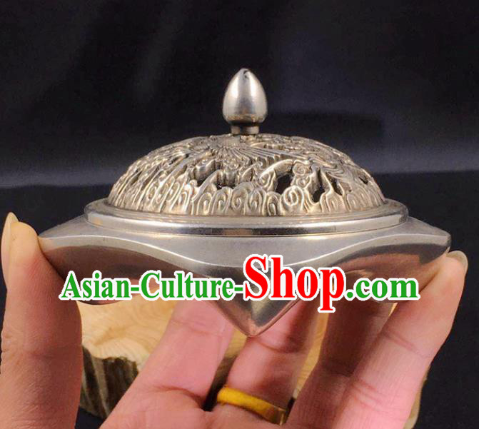 Handmade Chinese Traditional Brass Incense Burner Cupronickel Accessories Carving Dragon Phoenix Censer Ornaments