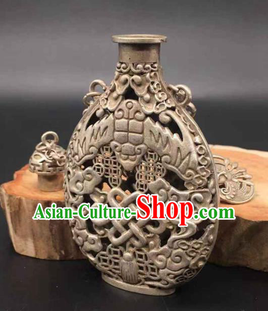 Chinese National Sachet Pendant Jewelry Handmade Carving Brooch Classical Ethnic Silver Accessories