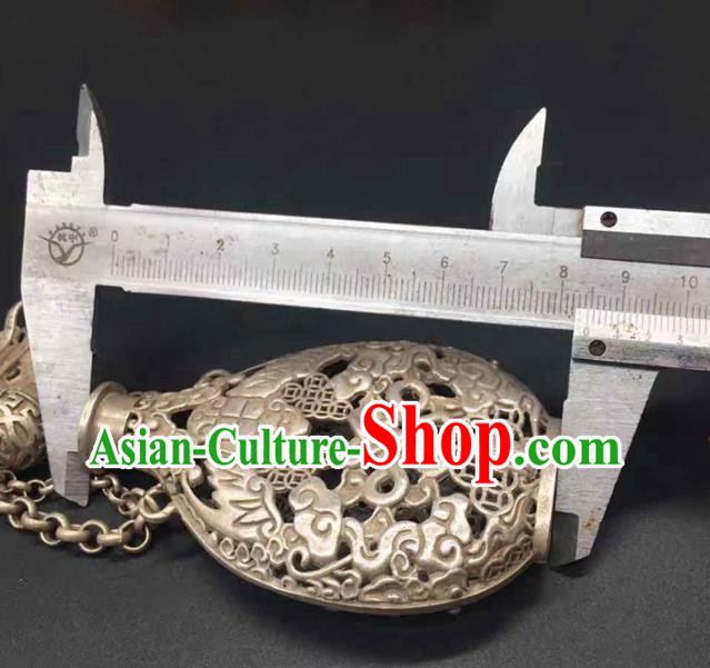 Chinese National Sachet Pendant Jewelry Handmade Carving Brooch Classical Ethnic Silver Accessories