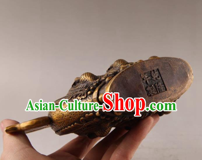 Handmade Chinese Carving Phoenix Wine Pot Ornaments Traditional Brass Accessories Flagon