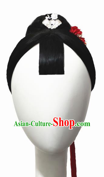 Traditional China Folk Dance Headwear Handmade Fan Dance Hair Accessories Wig Sheath