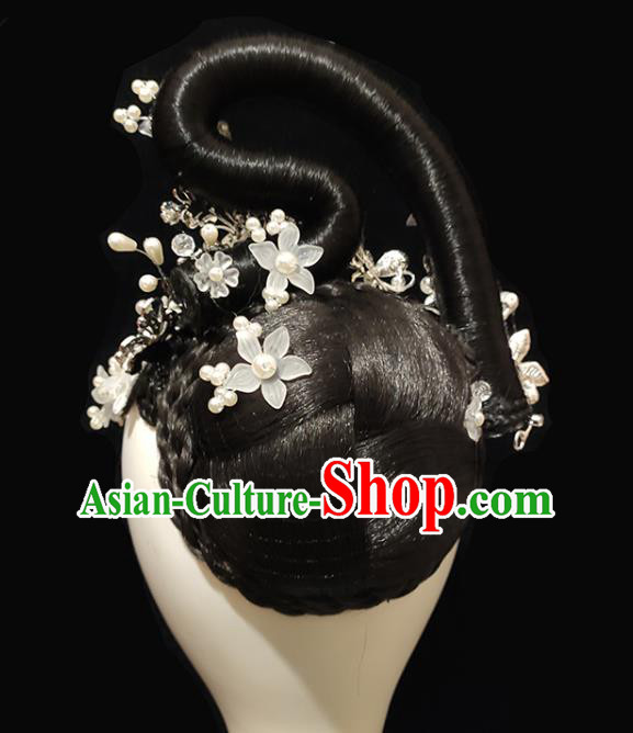 China Classical Dance Hair Accessories Traditional Umbrella Dance Wig Chignon