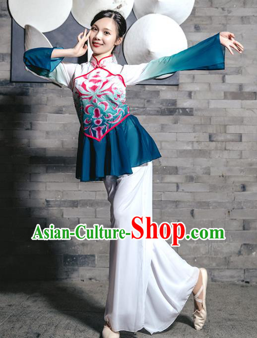 Traditional China Fan Dance Stage Show Costumes Folk Dance Clothing Yangko Dance Outfits
