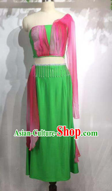 China Dai Ethnic Women Folk Dance Green Outfits Traditional Dai Nationality Peacock Dance Clothing