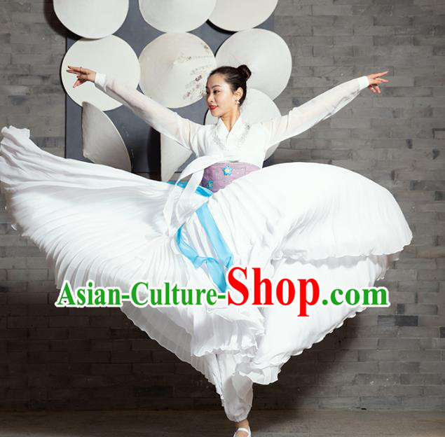 Chinese Traditional Korean Nationality Dance White Dress Classical Dance Stage Performance Clothing